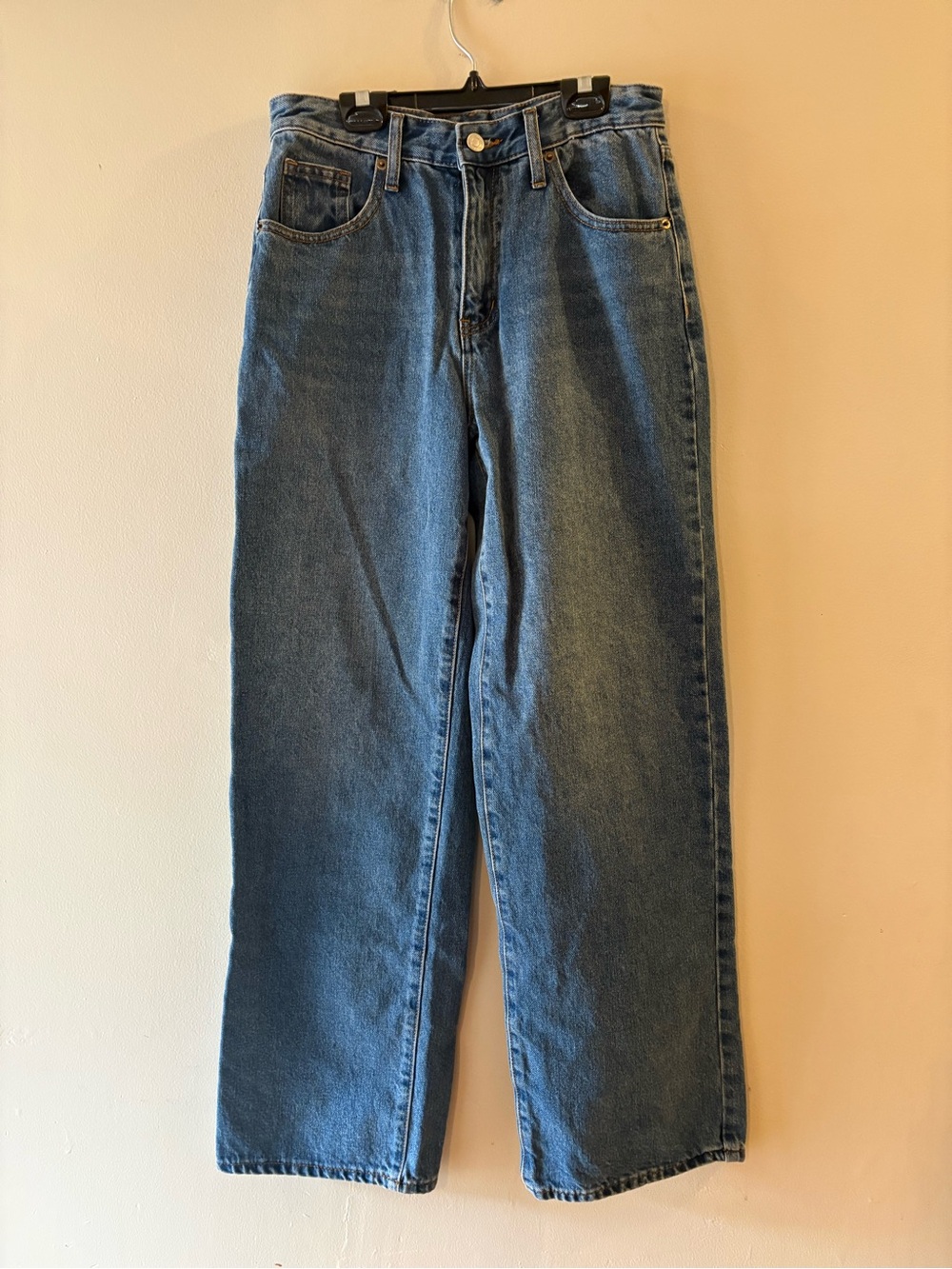 JustFab Medium Wash High Rise Wide Leg Denim Jeans Size 28.